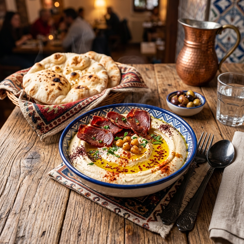Pastırmalı Sıcak Humus